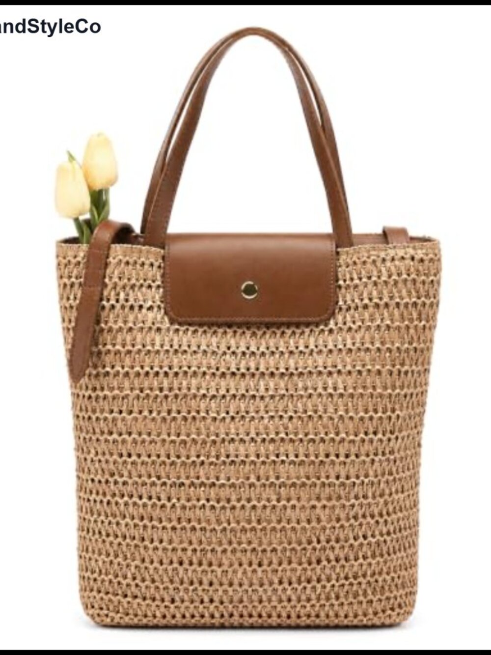 Straw Woven Tote Bag Large Capacity Summer Purse Dual Carry Handbag